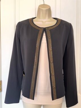 Elie Tahari Black Blazer with Gold Trim